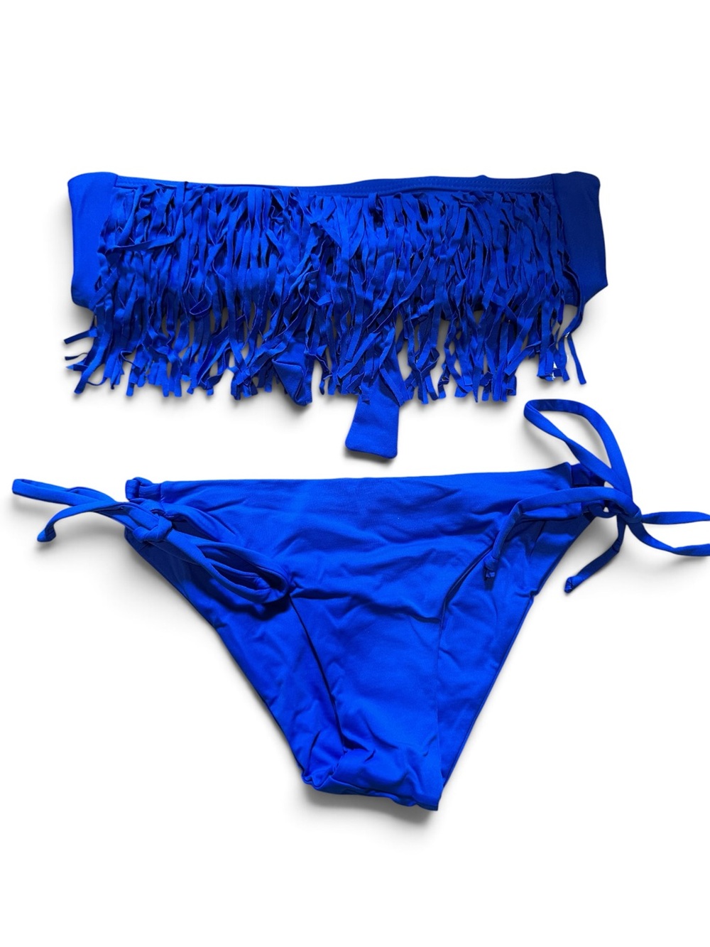 NWOT L*Space Dixie fringe bikini set royal blue extra small